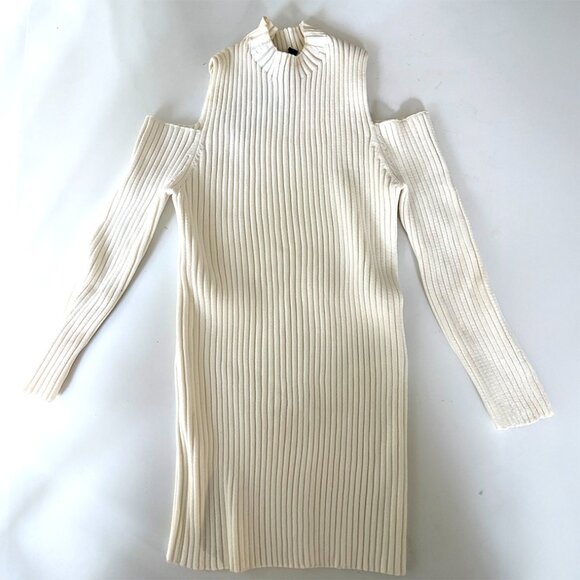 Maje, NWT Manu cut out white ribbed cold shoulder Knit Top_M - Picture 8 of 12